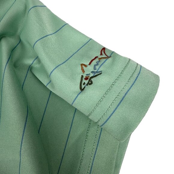 Greg Norman ML75 Mens Size XL Play Dry Polo Shirt Light Green Stripe - Picture 4 of 6